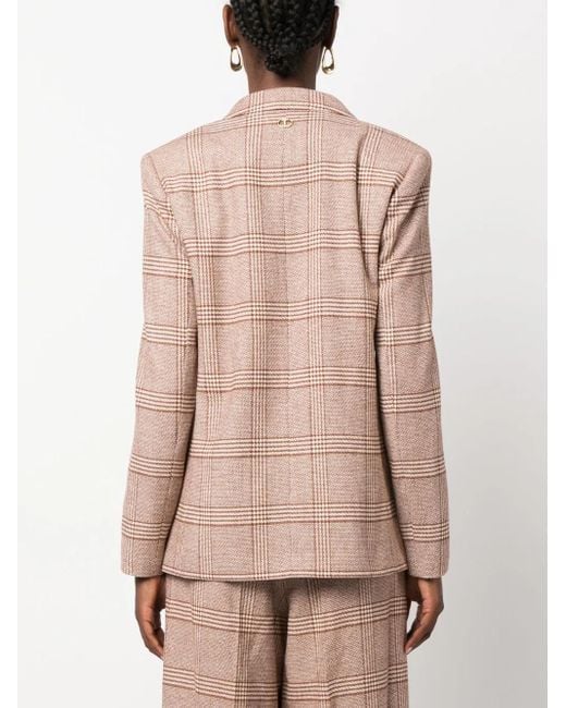 Twinset Natural Checked Double-Breasted Blazer