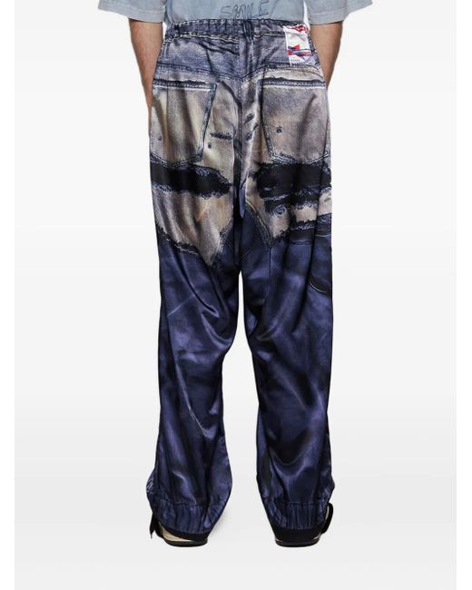Maison Mihara Yasuhiro Blue Trompe L'Oeil Trousers for men