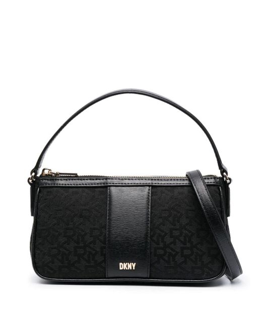 DKNY Black Monogram-jacquard Leather Tote Bag