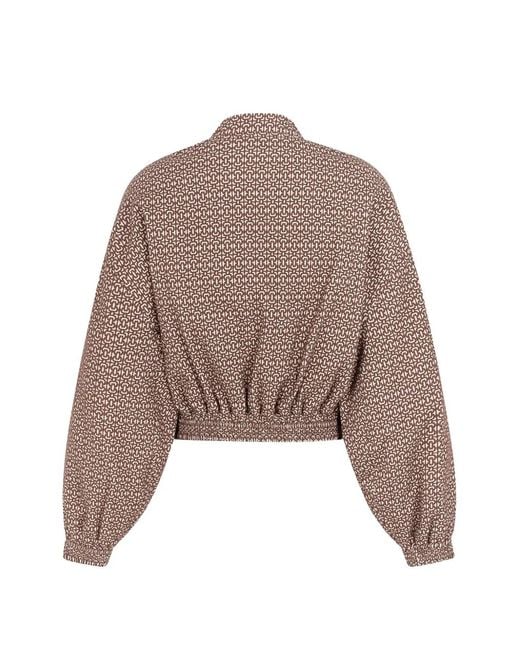 CAYET Brown Rose Geometric-Print Bomber Jacket