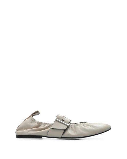 Alohas White Sarea Buckle-Fastening Ballet Flats