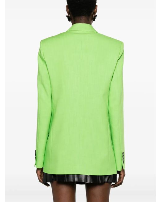 MSGM Green Single-Breasted Textured Blazer