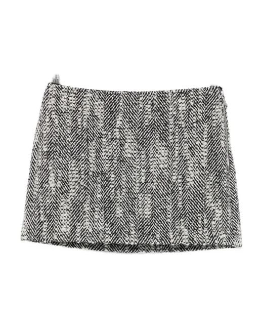 Patrizia Pepe Gray Textured Mélange Mini Skirt