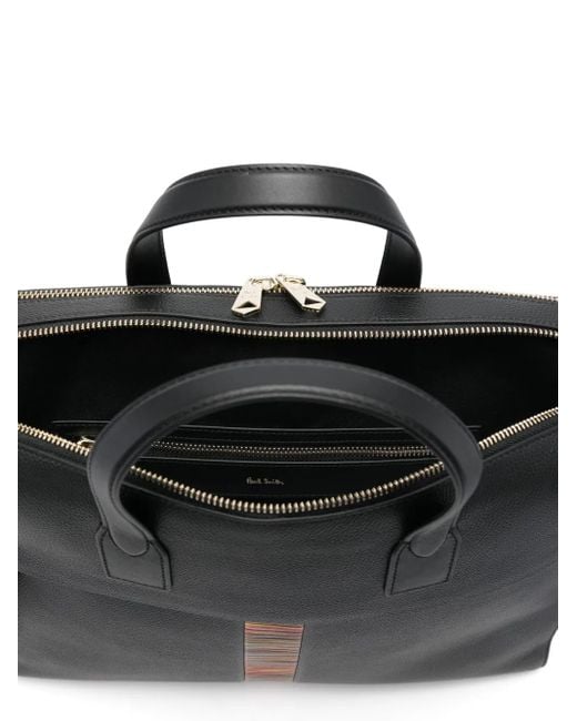 Paul Smith Signature Stripe Lederen Aktetas in het Black voor heren