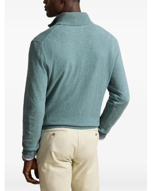 Polo Ralph Lauren Blue Quarter-Zip Pony-Embroidered Sweater for men