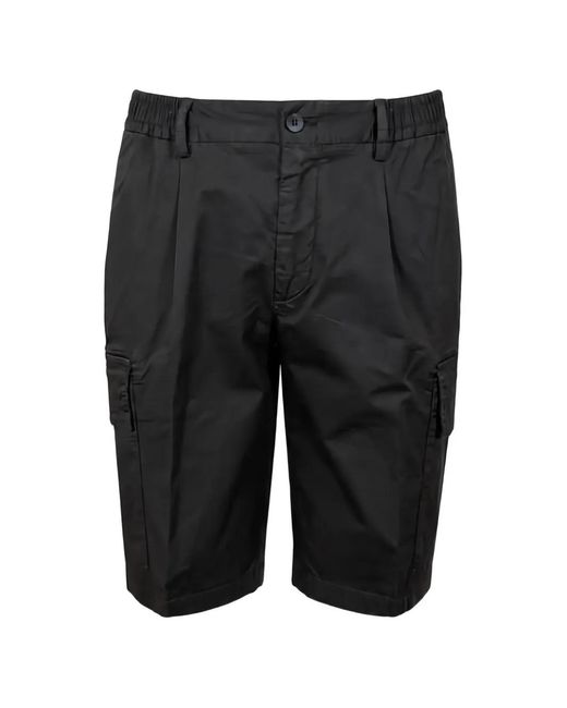 Bermudas Cargo Con Pliegues Devore de hombre de color Black