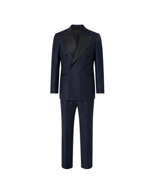 Franzese Collection Blue Costume En Laine Beckham À Boutonnière Croisée for men