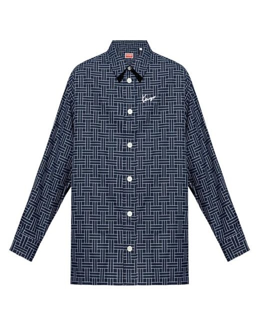 KENZO Blue Logo-Print Shirt for men