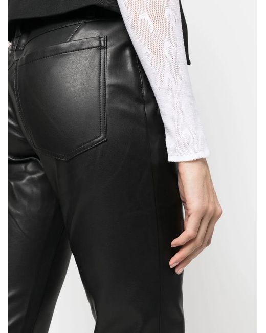 M I S B H V Black Faux-Leather Straight-Leg Trousers