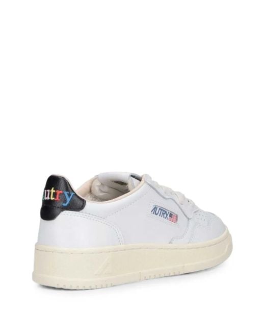Autry White Logo-Patch Perforated Sneakers