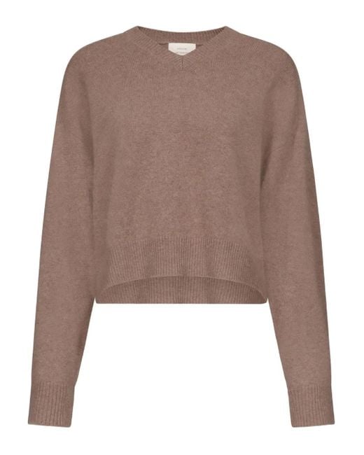 Loulou de Saison Anzor Lds Trui Met Geribbeld Detail En V-Hals in het Brown