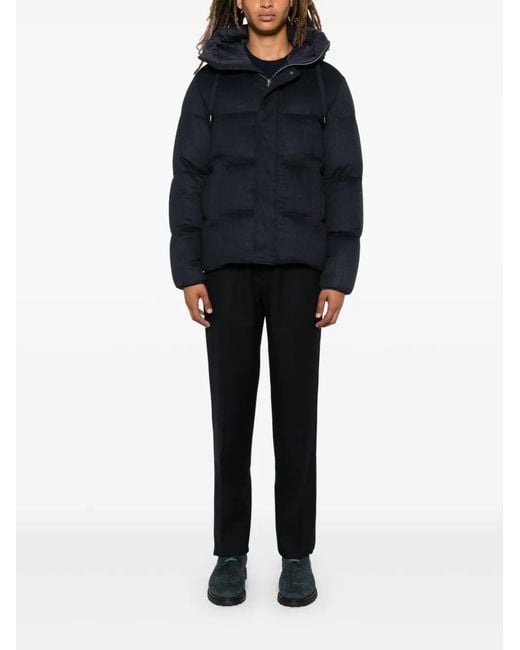 Herno Blue Brushed Puffer Jacket for men