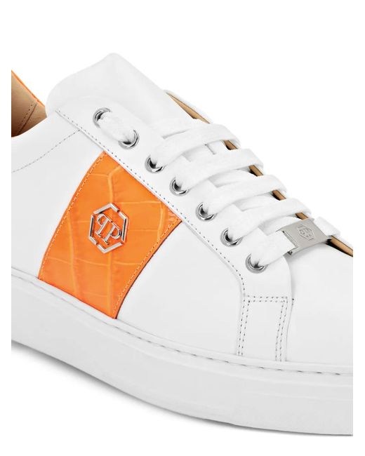 Philipp Plein White Hexagon Low-Top Sneakers