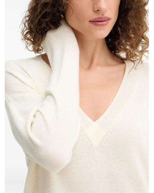 ERMANNO FIRENZE White V-Neck Longsleeve Sweater