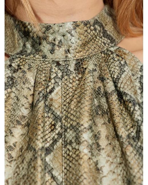 Gestuz Green Feliza Snakeskin Halterneck Dress