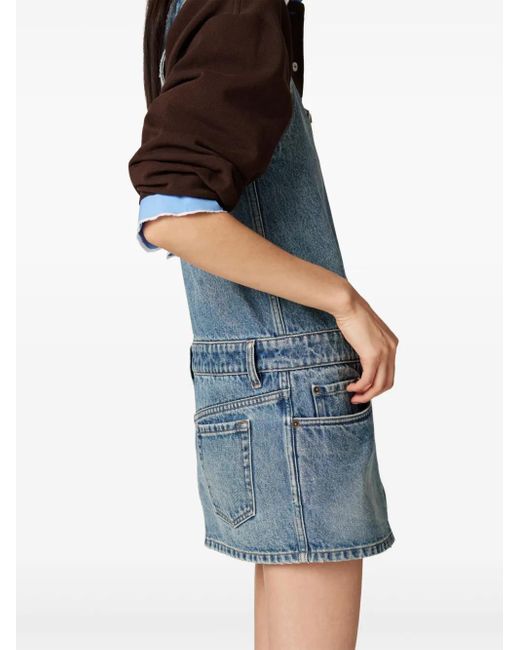 Miu Miu Denim Mini Dress in Blue | Lyst