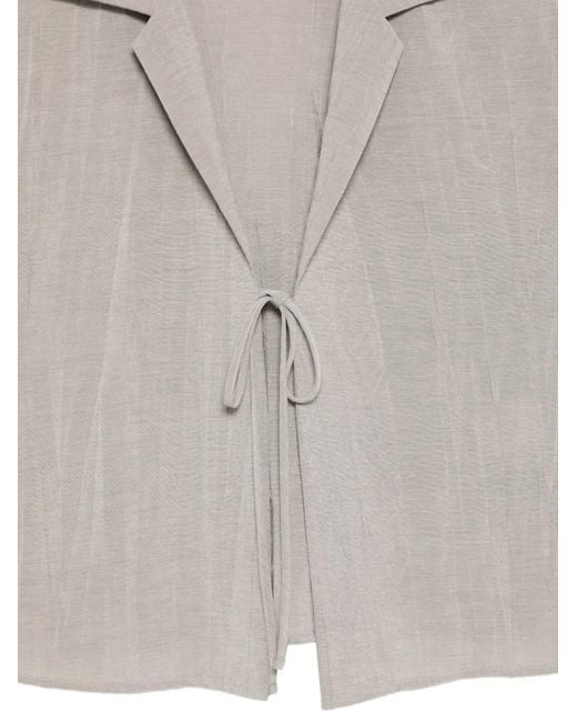 Alysi Gray Crinkle-Tie Blouse