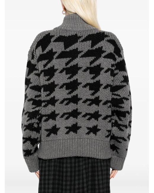 OPEN YY Black Hound's Tooth Star Cardigan