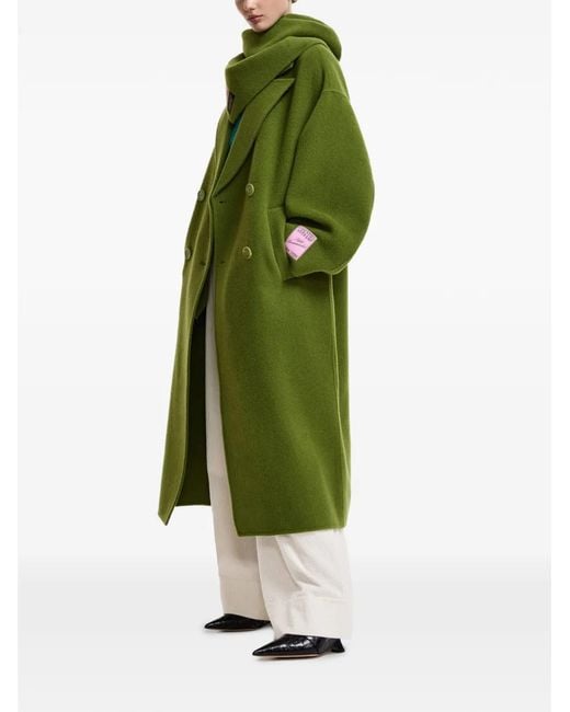Essentiel Antwerp Green Kelp Double-Breasted Oversized Coat