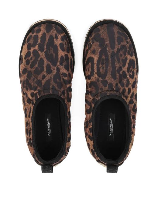 Dolce & Gabbana Brown City Leopard-Print Slip-On Shoes