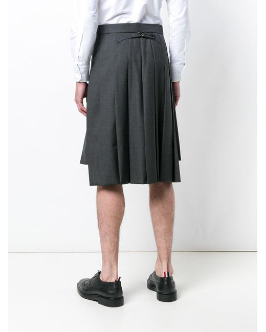 Thom Browne Gray Classic-rise Pleated Skirt for men