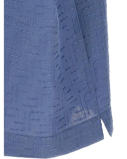 Fendi Overhemd Met Ff-Patroon En Korte Mouwen in het Blue voor heren