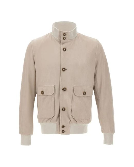 Barba Napoli White Vermont High-Collar Jacket for men
