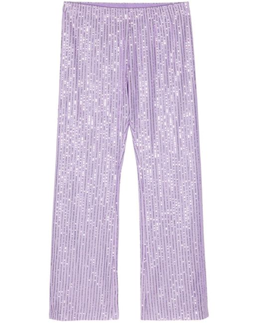 Stine Goya Purple Markus Metallic-threading Straight-leg Trousers