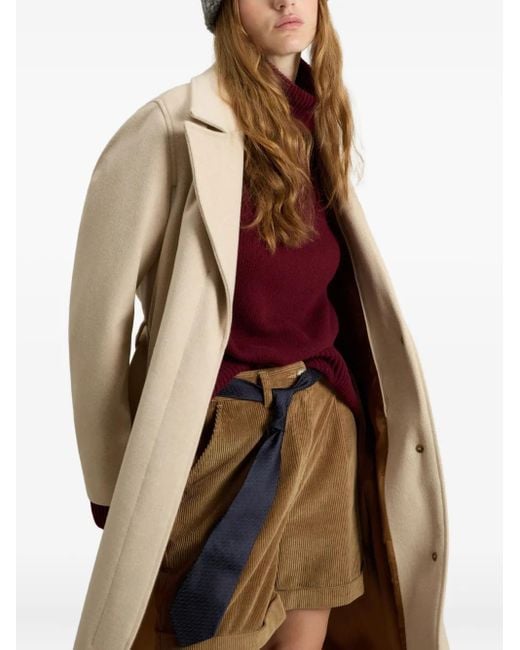 Woolrich Natural Virgin Wool Single-Breasted Coat