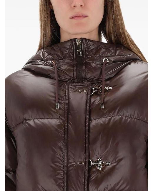 Fay Brown Hooded Toggle Jacket