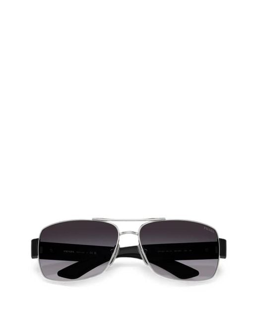 Prada White Gradient-Lens Rectangle-Frame Sunglasses