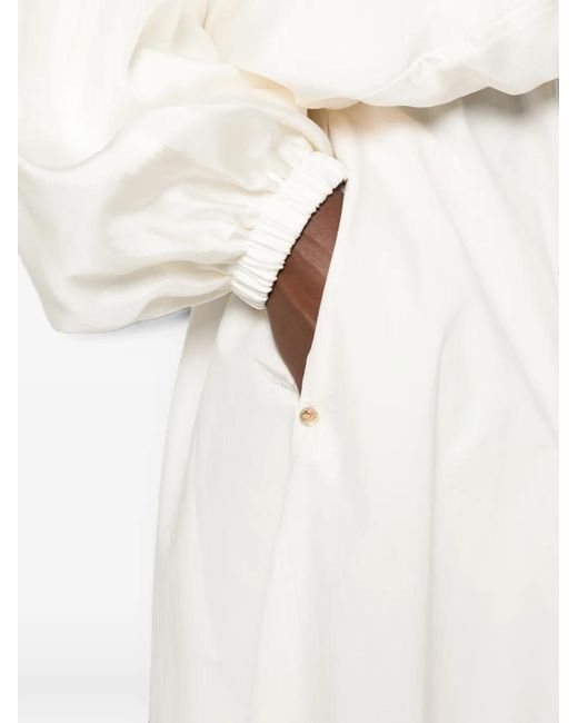 White Sand White Pleated A-Line Midi Skirt