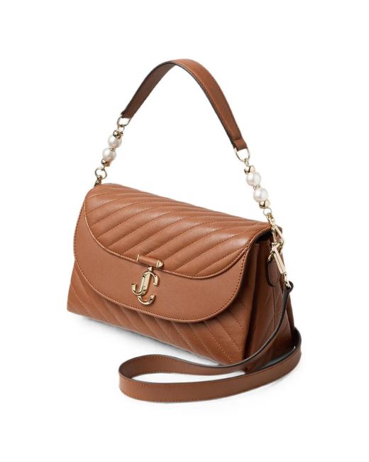 Jimmy Choo Brown Quilted Leather Shoulder Bag