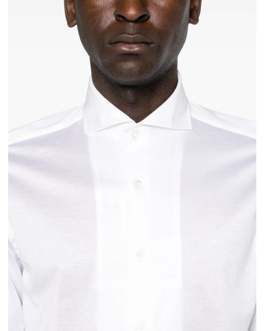 Canali White Spread-Collar Cotton Shirt for men