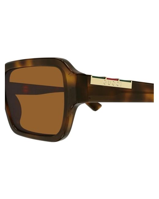 Gucci Brown Tortoiseshell-Effect Rectangle-Frame Sunglasses for men