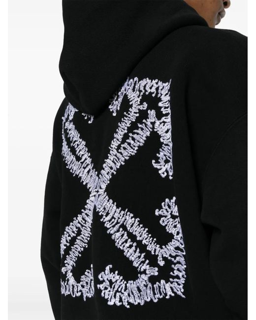 Off-White c/o Virgil Abloh Black Logo-Embroidered Organic-Cotton Hoodie for men