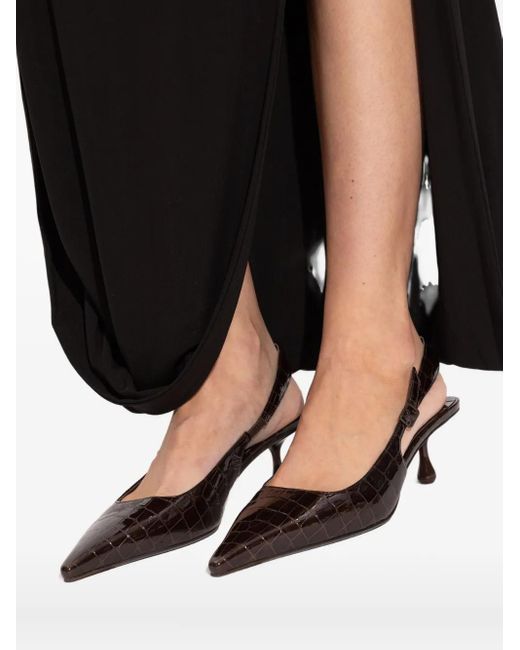 Jimmy Choo Brown 50Mm Amel Pointed Crocodile-Effect Heeled Pumps