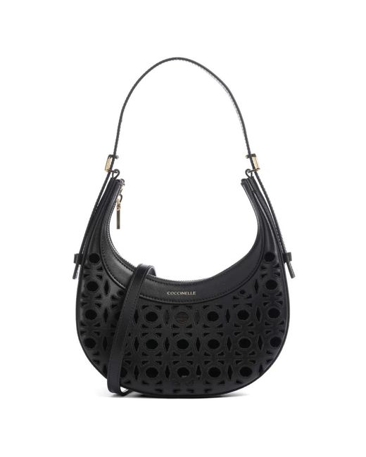 Coccinelle Black Whisper Laser-Cut Shoulder Bag