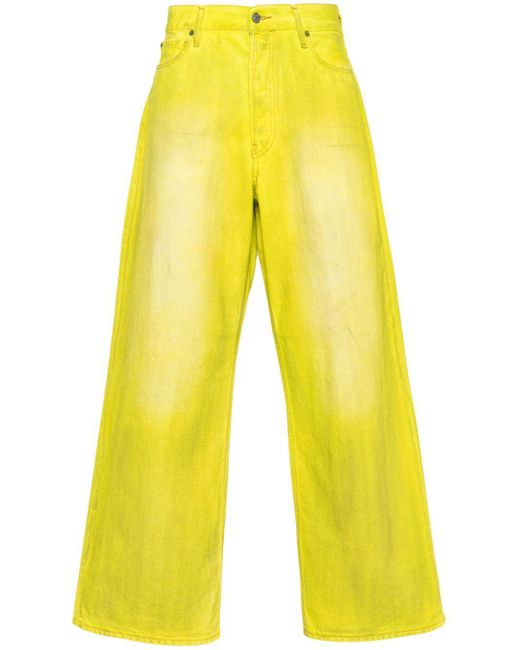 Acne Low Waist Jeans Met Wijde Pijpen in het Yellow voor heren