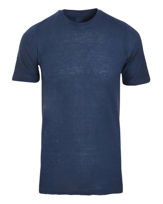 120% Lino Blue Mélange-Effect Crew-Neck T-Shirt for men