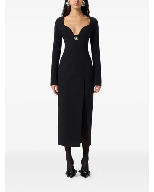 Blumarine Black Crystal-Embellished Midi Dress