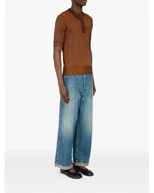 Maison Margiela Brown Striped Polo Shirt for men