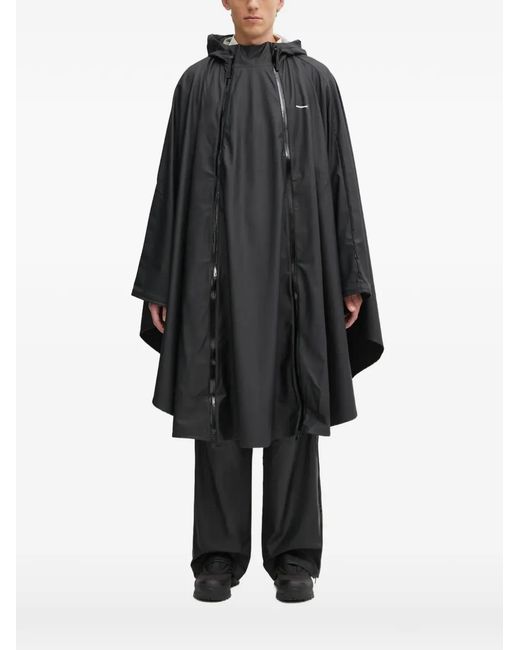 Rains Black X Umbro Zip-Up Hooded Cape