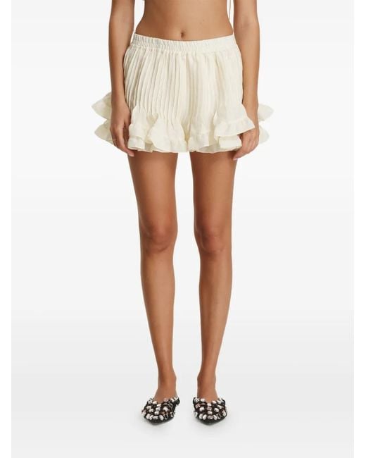 Pink Natural Ruffled-Trim Shorts