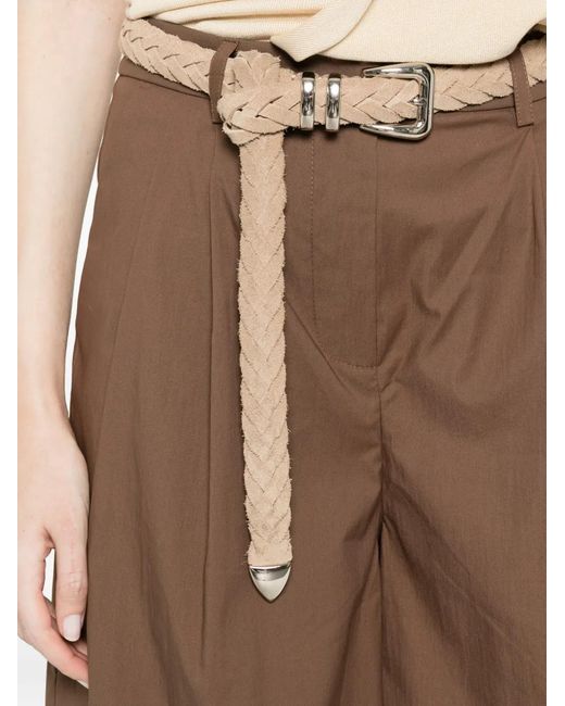 Alpha Studio Brown Pleated Tailored Shorts
