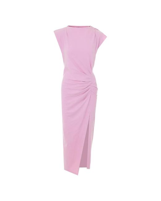 Isabel Marant Pink Nadela Ruffled Split Midi Dress