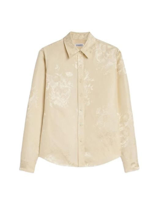 Jil Sander Natural Flower-Jacquard Fitted Shirt