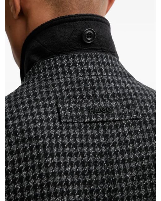 Abrigo con motivo pied de poule HUGO de hombre de color Black