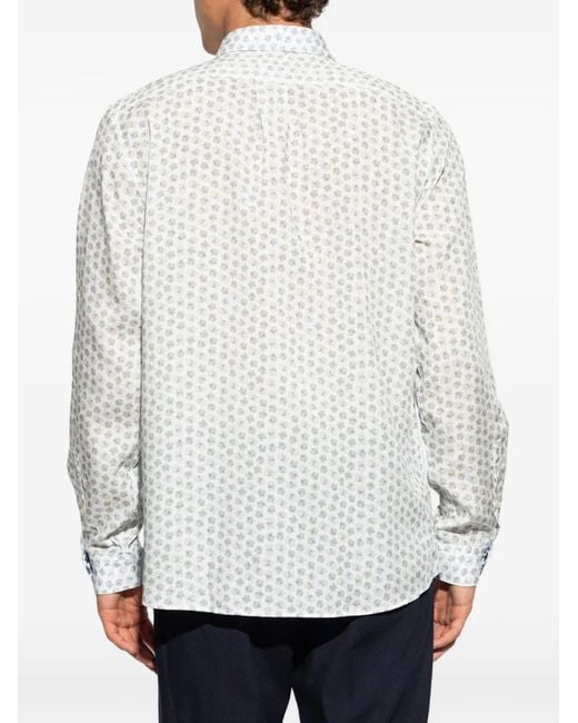 Paul Smith White Floral-Motif Shirt for men
