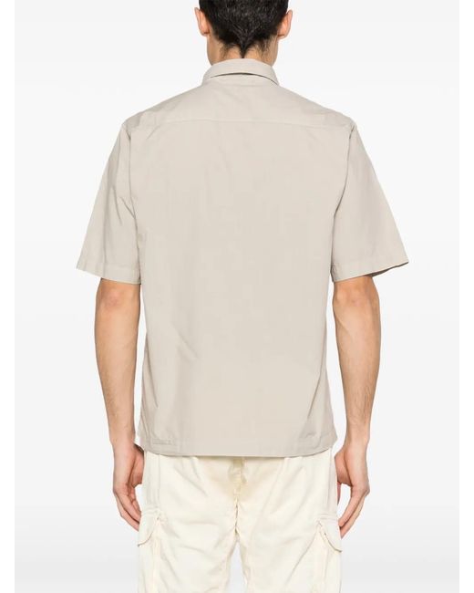 C P Company White Popeline Short Sleeve Shirt for men